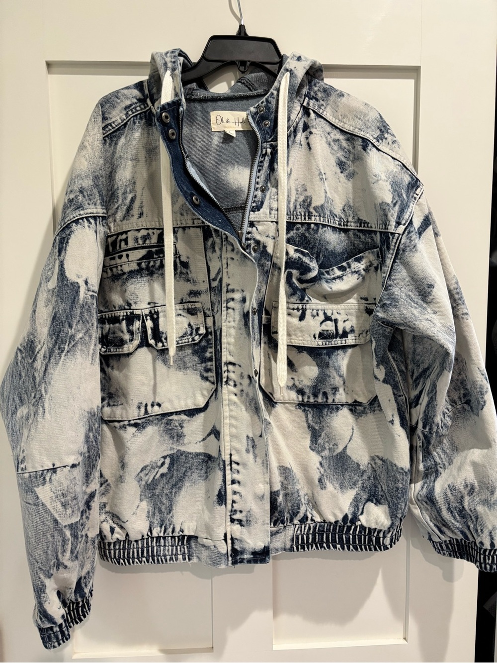 Oli & Hali Blue & White Tie-Dye Hooded Jacket